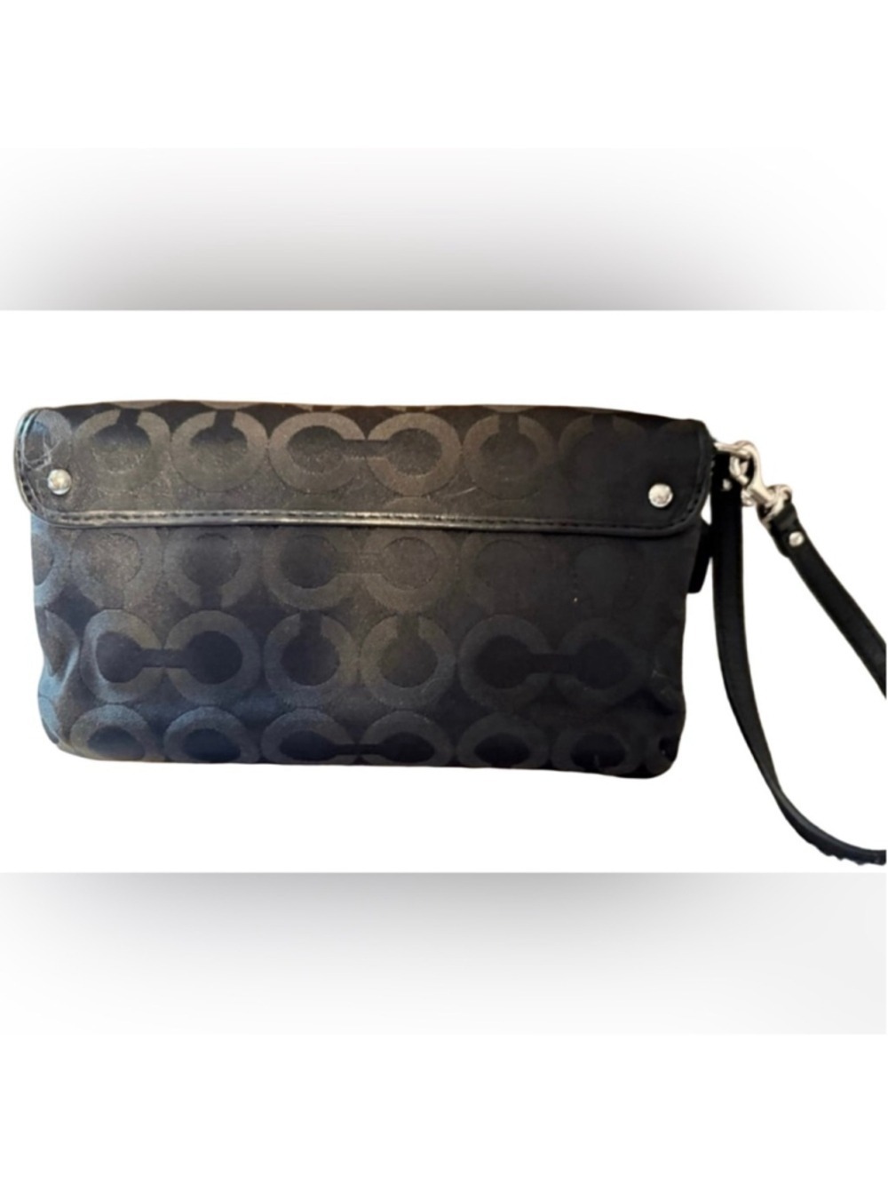 Coach Kristin Lurex Signature Op Art Wristlet Clutch Black F45131 - Picture 4 of 14